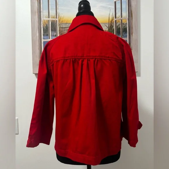 Ralph Lauren Women’s red cotton nautical jacket coat gold buttons preppy petit L - Picture 3 of 7